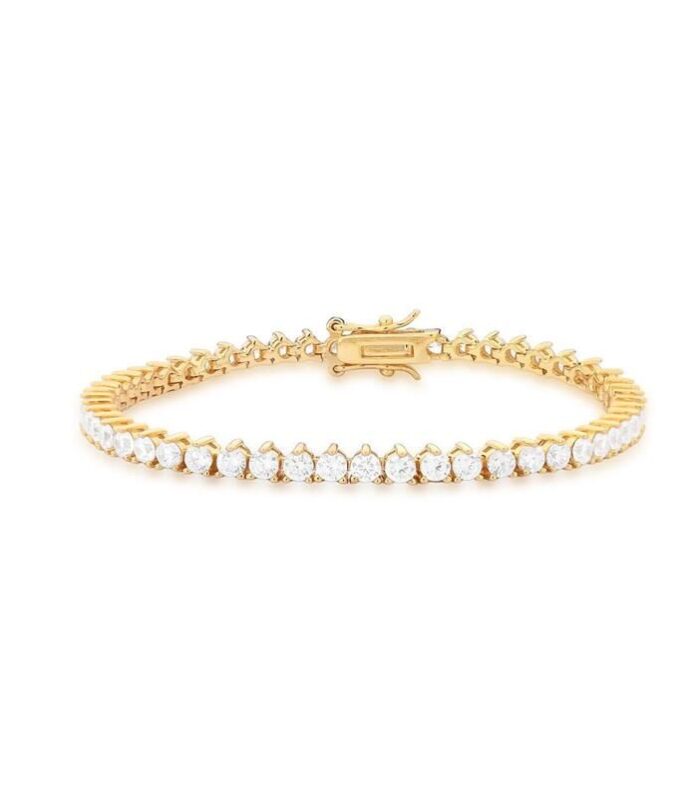 Pulseira Riviera com Cristais redondos - Banho Dourado