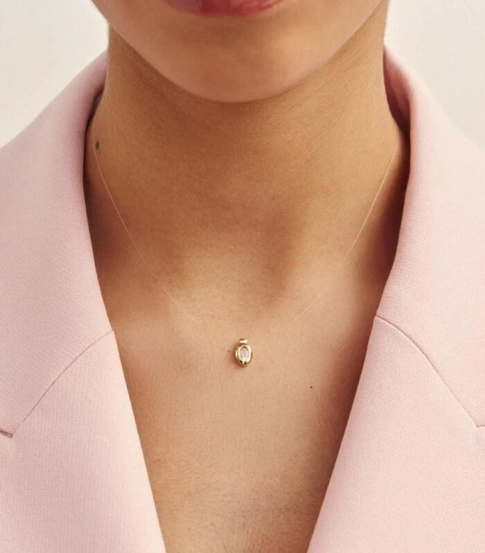 Colar fio de Nylon com Pingente de Cristal